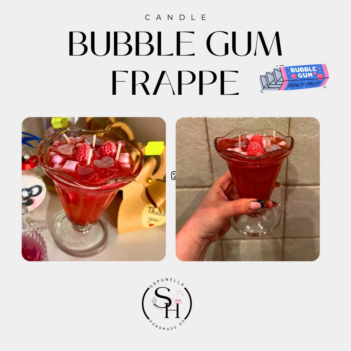 Sapunella Handmade Candle Bubble Gum Frappe