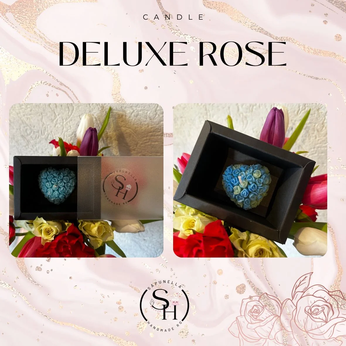 Lumânarea Parfumată Deluxe Rose by Sapunella